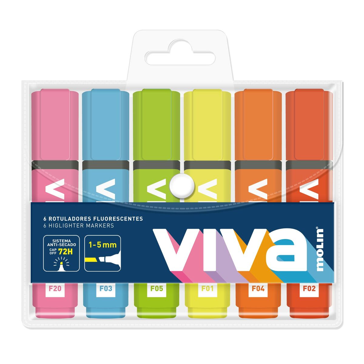Fluorescent Marker Set Molin VIVA Multicolour 6 Pieces-7