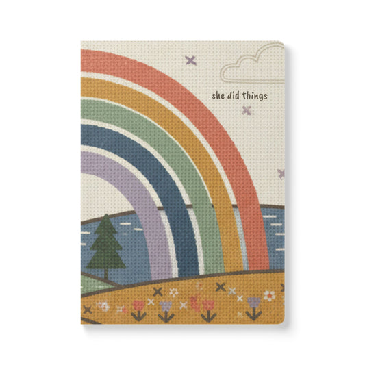 Retro Rainbow Softcover Journal — Not Needlepoint Lined Notebook