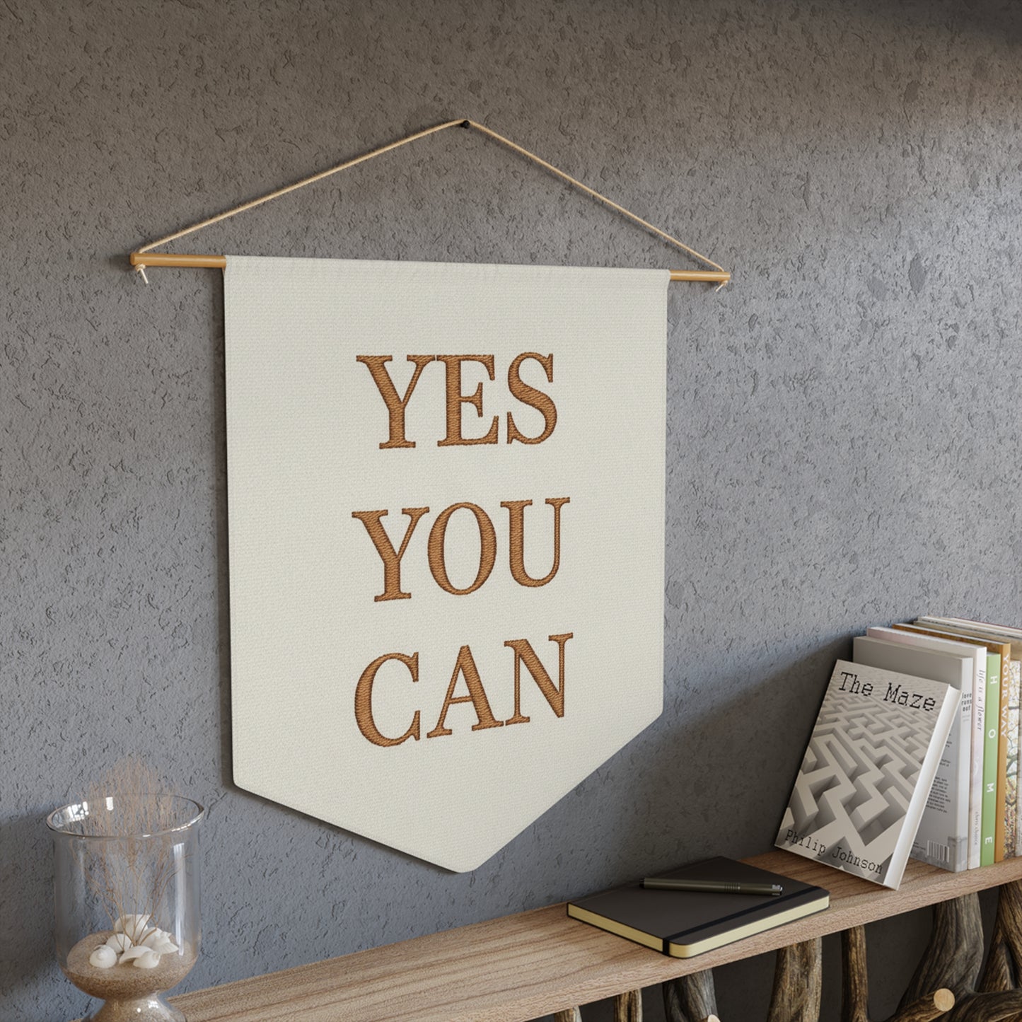 YES YOU CAN Pennant Wall Banner –/"Home Decor, Inspirational Office & Dorm Accent