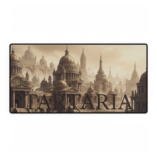 Tartaria Cityscape Desk Mat — Vintage Sepia Gaming/Workstation Mousepad
