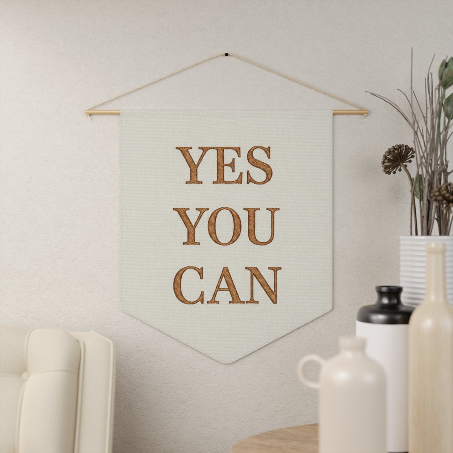 YES YOU CAN Pennant Wall Banner –/"Home Decor, Inspirational Office & Dorm Accent