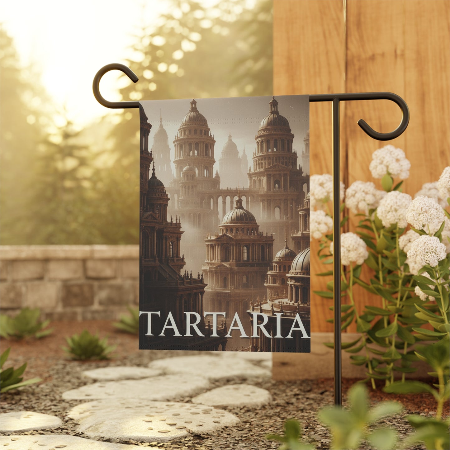 Tartaria Garden Flag — Vintage Fantasy Architectural House Banner