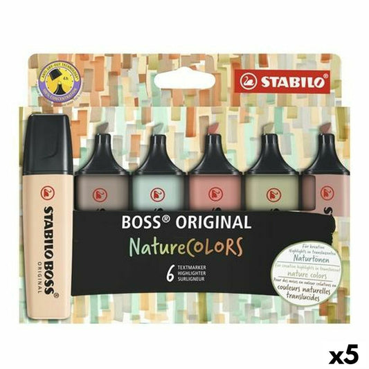 Fluorescent Marker Set Stabilo Boss Nature Colors Multicolour (5 Units)-0