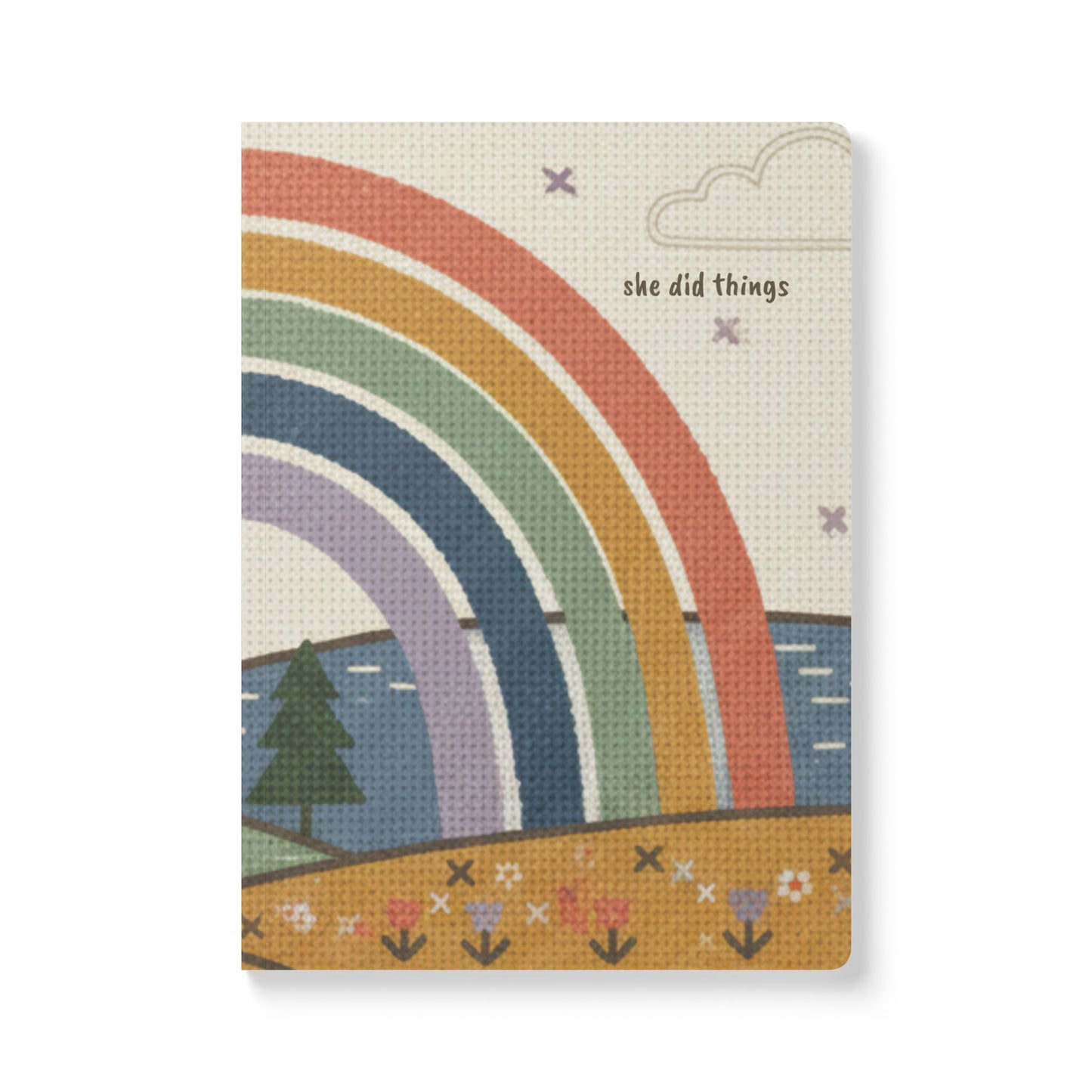 Retro Rainbow Softcover Journal — Not Needlepoint Lined Notebook
