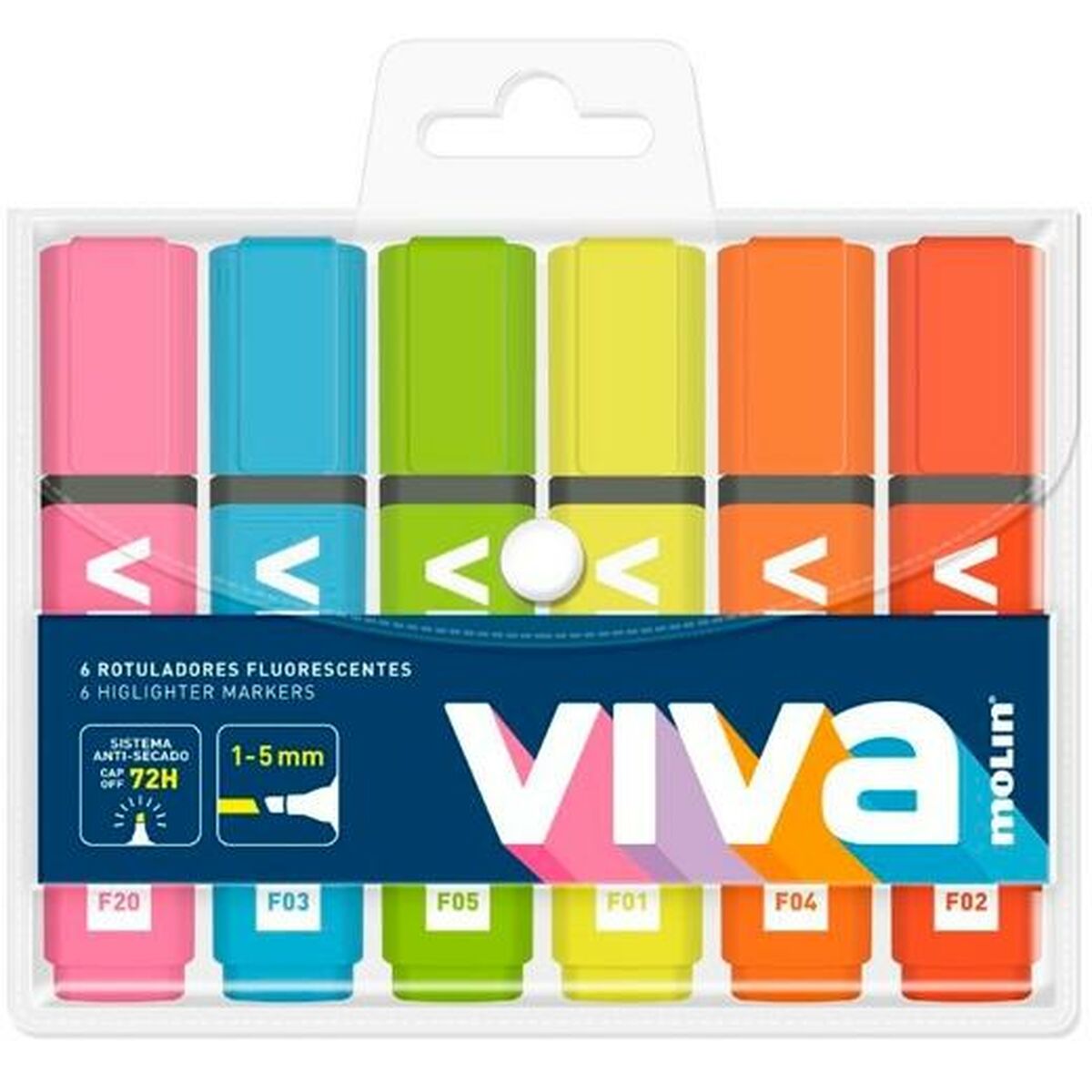 Fluorescent Marker Set Molin VIVA Multicolour 6 Pieces-0