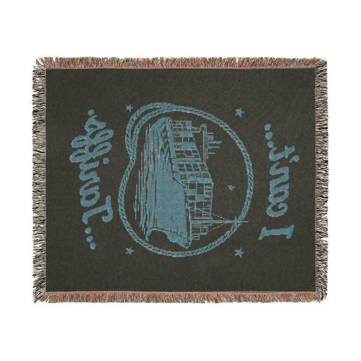 Woven Blanket — "I can't... Tariffs." Retro Ship Graphic Throw
