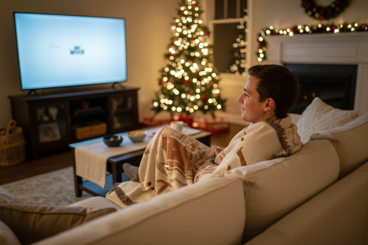 Woven Blanket — "I can't... Tariffs." Retro Ship Graphic Throw