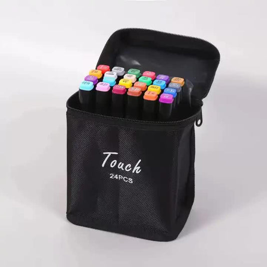 NNEDSZ Professional Dual-Tip Marker Set - 24 Colors with Color-Coded Caps for Easy Identification-0