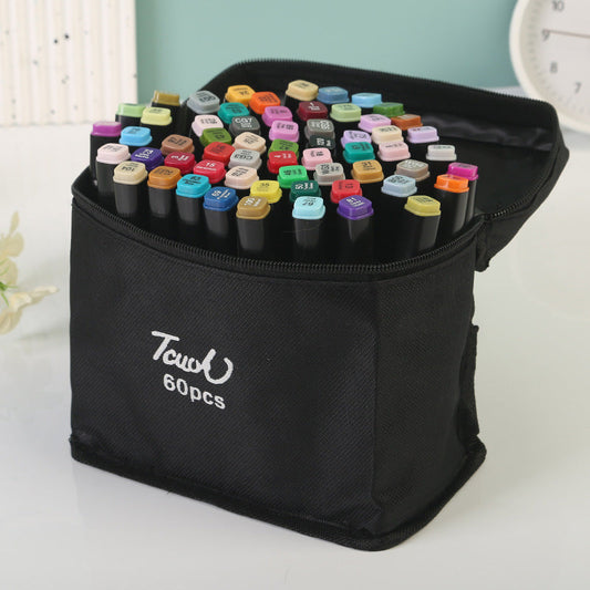 NNEDSZ Professional Dual-Tip Marker Set - 60 Colors with Color-Coded Caps for Easy Identification-0