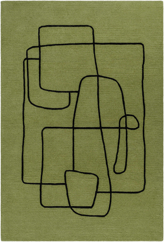 Vatsa Green Abstract Area Rug-0